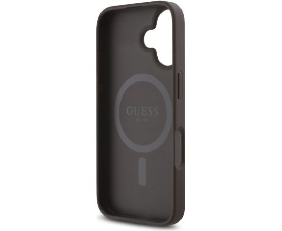 Guess PU 4G Small Metal Logo MagSafe Case Aizsargapvalks priekš iPhone 16 / brūns Neoriģinālie Maciņi