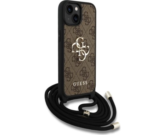 Guess PU 4G Metal Logo Crossbody Strap Case Защитный чехол для iPhone 15 / коричневый Чехлы - альтернативные