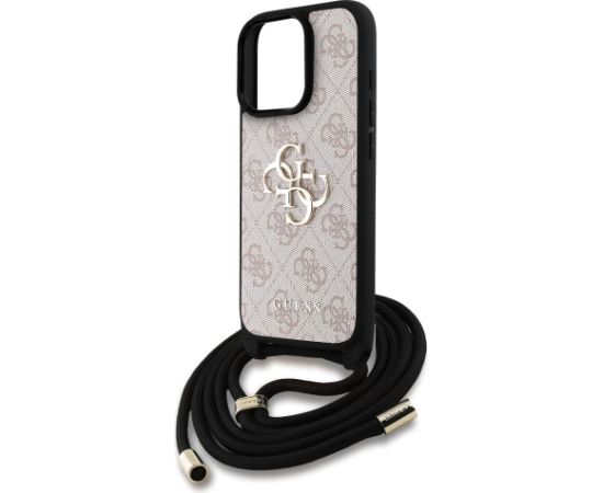 Guess PU 4G Metal Logo Crossbody Strap Case Защитный чехол для iPhone 16 Pro / розовый Чехлы - альтернативные