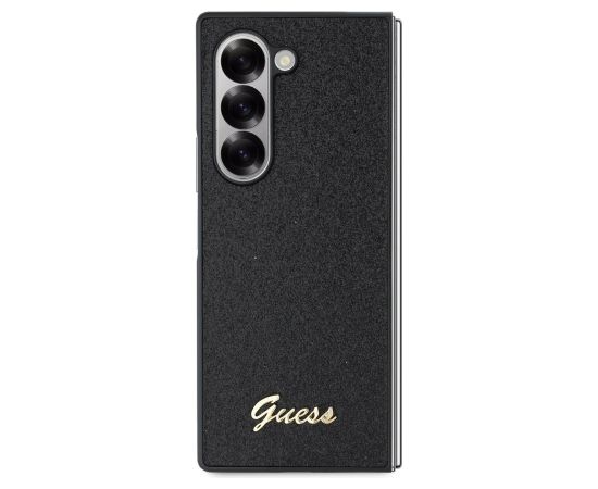 Guess PC/TPU Glitter Flakes Metal Logo Case Aizsargapvalks priekš Samsung Galaxy Z Fold 6 / melns Neoriģinālie Maciņi