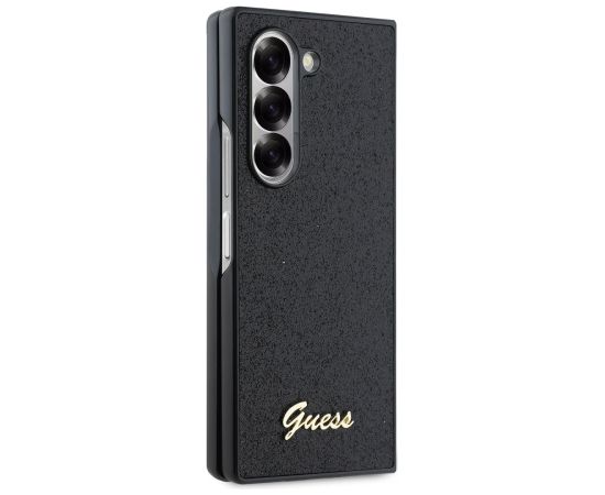 Guess PC/TPU Glitter Flakes Metal Logo Case Aizsargapvalks priekš Samsung Galaxy Z Fold 6 / melns Neoriģinālie Maciņi