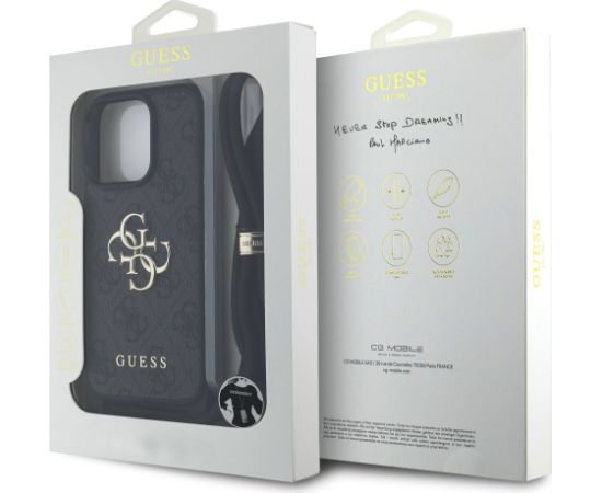 Guess PU 4G Metal Logo Crossbody Strap Case Защитный чехол для iPhone 15 Pro / чёрный Чехлы - альтернативные