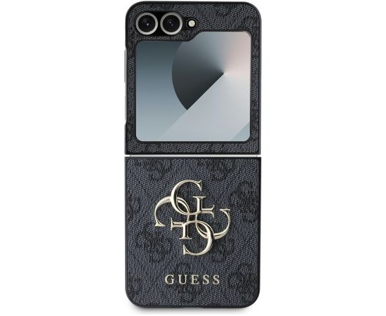 Guess PU 4G Metal Logo Case Aizsargapvalks priekš Samsung Galaxy Z Flip 6/7 FE / pelēks Neoriģinālie Maciņi