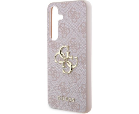 Guess PU 4G Metal Logo Case Aizsargapvalks priekš Samsung Galaxy S24 / rozā Neoriģinālie Maciņi