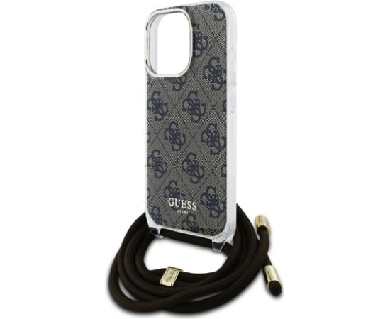 Guess IML 4G Printed Crossbody Strap Case Aizsargapvalks priekš iPhone 16 Pro Max / brūns Neoriģinālie Maciņi