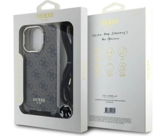 Guess IML 4G Printed Crossbody Strap Case Aizsargapvalks priekš iPhone 16 Pro Max / brūns Neoriģinālie Maciņi