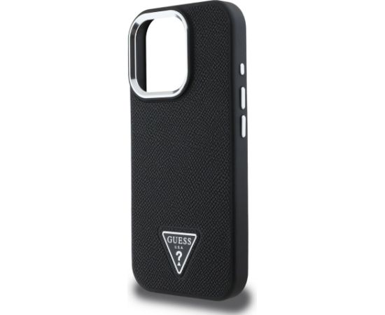 Guess PU Grained Triangle Logo MagSafe Case Защитный чехол для iPhone 16 Pro / чёрный Чехлы - альтернативные