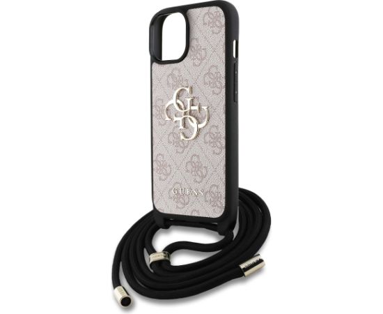 Guess PU 4G Metal Logo Crossbody Strap Case Aizsargapvalks priekš iPhone 15 / rozā Neoriģinālie Maciņi