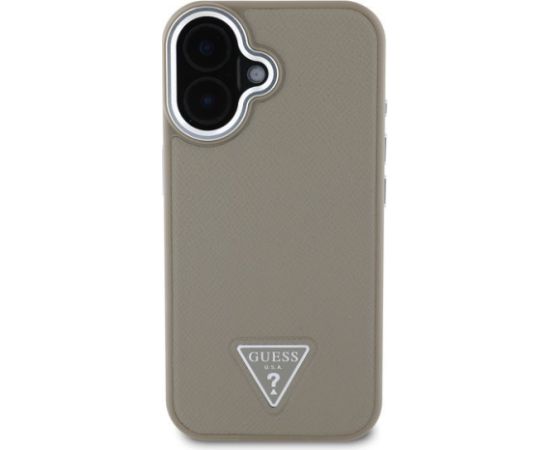 Guess PU Grained Triangle Logo MagSafe Case Aizsargapvalks priekš iPhone 16 / brūns Neoriģinālie Maciņi