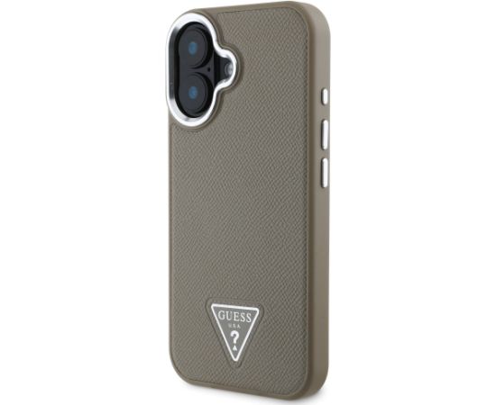 Guess PU Grained Triangle Logo MagSafe Case Aizsargapvalks priekš iPhone 16 / brūns Neoriģinālie Maciņi