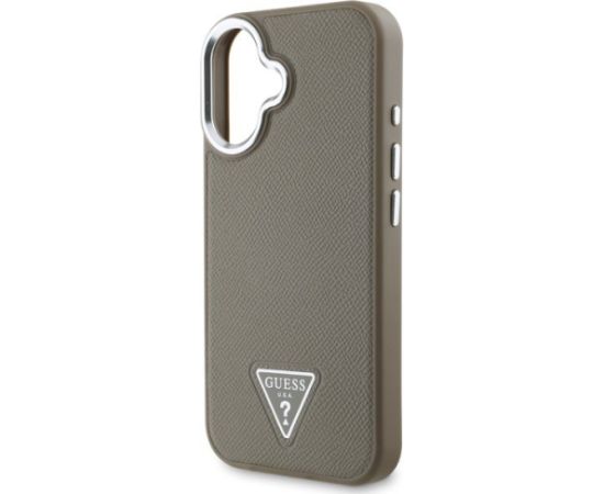 Guess PU Grained Triangle Logo MagSafe Case Aizsargapvalks priekš iPhone 16 / brūns Neoriģinālie Maciņi