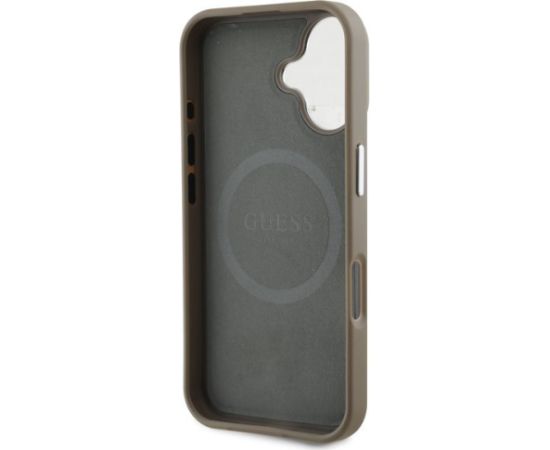 Guess PU Grained Triangle Logo MagSafe Case Aizsargapvalks priekš iPhone 16 / brūns Neoriģinālie Maciņi