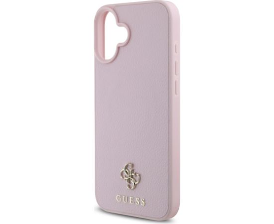 Guess PU Grained 4G Small Metal Logo MagSafe Case Aizsargapvalks priekš iPhone 16 Plus / rozā Neoriģinālie Maciņi
