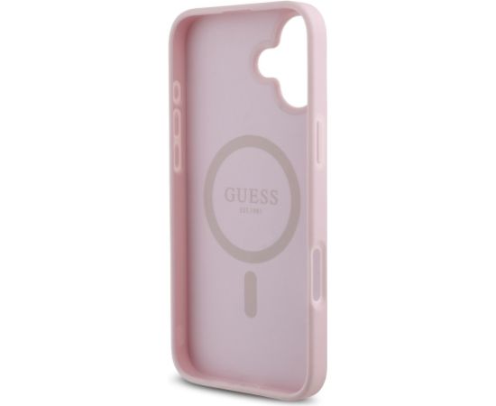 Guess PU Grained 4G Small Metal Logo MagSafe Case Aizsargapvalks priekš iPhone 16 Plus / rozā Neoriģinālie Maciņi