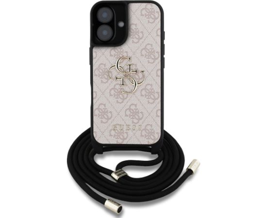 Guess PU 4G Metal Logo Crossbody Strap Case Защитный чехол для iPhone 16 / розовый Чехлы - альтернативные