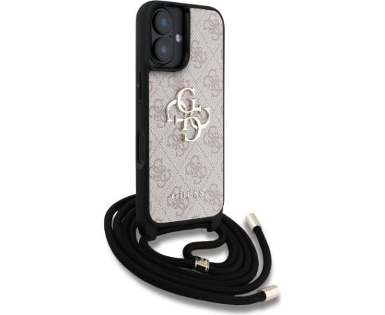 Guess PU 4G Metal Logo Crossbody Strap Case Защитный чехол для iPhone 16 / розовый Чехлы - альтернативные