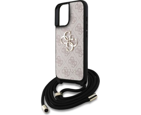 Guess PU 4G Metal Logo Crossbody Strap Case Защитный чехол для iPhone 16 / розовый Чехлы - альтернативные