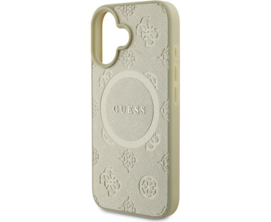 Guess Saffiano Peony Stamp MagSafe Case Aizsargapvalks priekš iPhone 16 / zelts Neoriģinālie Maciņi