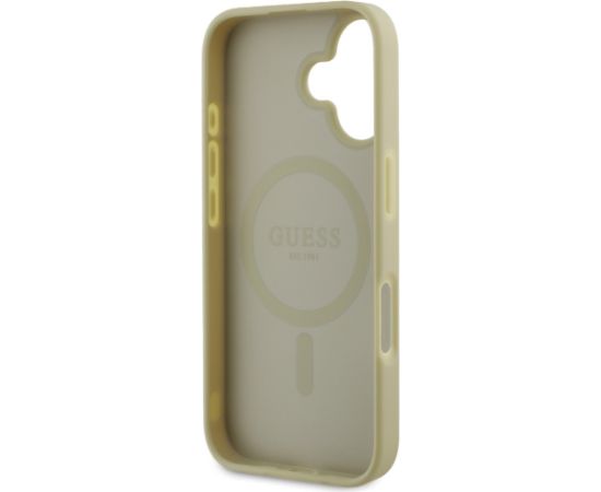 Guess Saffiano Peony Stamp MagSafe Case Aizsargapvalks priekš iPhone 16 / zelts Neoriģinālie Maciņi
