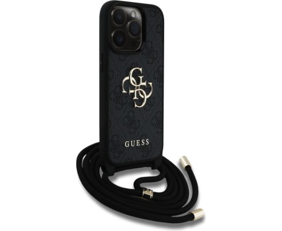 Guess PU 4G Metal Logo Crossbody Strap Case Aizsargapvalks priekš iPhone 15 Pro Max / melns Neoriģinālie Maciņi