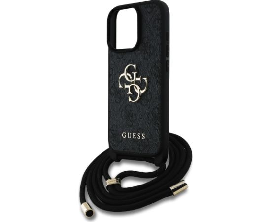Guess PU 4G Metal Logo Crossbody Strap Case Aizsargapvalks priekš iPhone 15 Pro Max / melns Neoriģinālie Maciņi