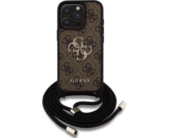 Guess PU 4G Metal Logo Crossbody Strap Case Защитный чехол для iPhone 15 Pro / коричневый Чехлы - альтернативные