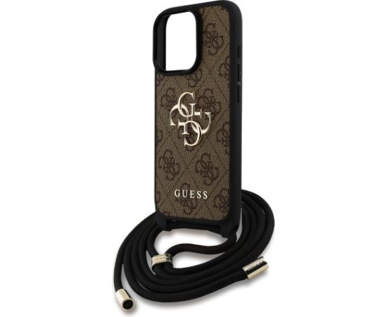 Guess PU 4G Metal Logo Crossbody Strap Case Защитный чехол для iPhone 15 Pro / коричневый Чехлы - альтернативные