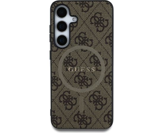 Guess PU Leather 4G Colored Ring MagSafe Case Aizsargapvalks priekš Samsung Galaxy S25 / brūns Neoriģinālie Maciņi