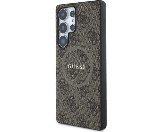 Guess PU Leather 4G Colored Ring MagSafe Case Aizsargapvalks priekš Samsung Galaxy S25 Ultra / brūns Neoriģinālie Maciņi