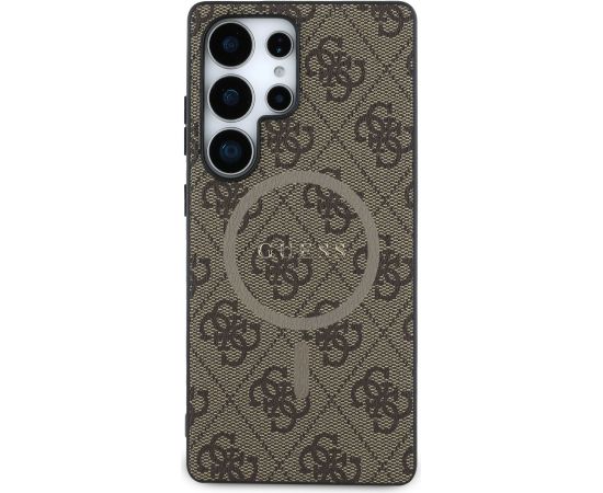 Guess PU Leather 4G Colored Ring MagSafe Case Aizsargapvalks priekš Samsung Galaxy S25 Ultra / brūns Neoriģinālie Maciņi