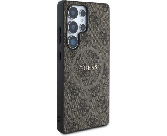 Guess PU Leather 4G Colored Ring MagSafe Case Aizsargapvalks priekš Samsung Galaxy S25 Ultra / brūns Neoriģinālie Maciņi