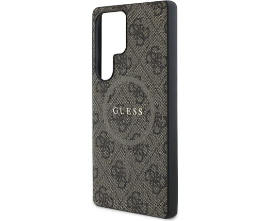 Guess PU Leather 4G Colored Ring MagSafe Case Aizsargapvalks priekš Samsung Galaxy S25 Ultra / brūns Neoriģinālie Maciņi