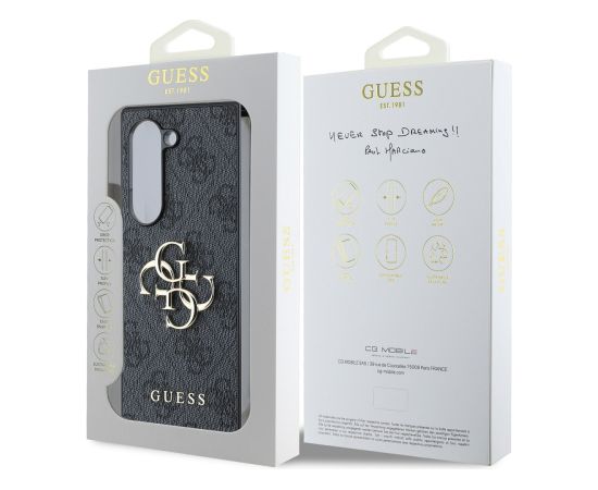 Guess PU 4G Metal Logo Case Aizsargapvalks priekš Samsung Galaxy Z Fold 6 / pelēks Neoriģinālie Maciņi