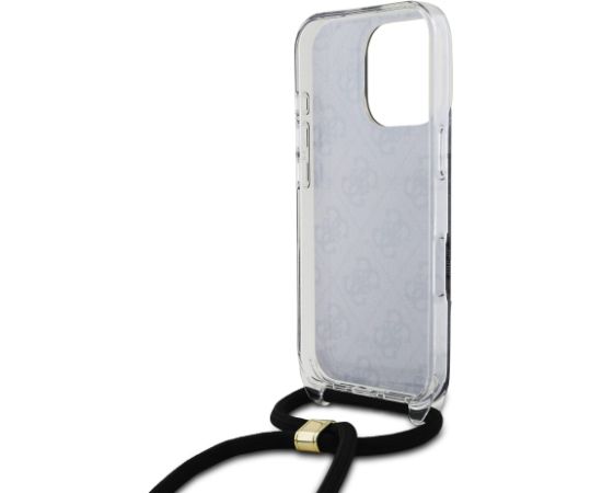 Guess IML 4G Printed Crossbody Strap Case Aizsargapvalks priekš iPhone 16 Pro / melns Neoriģinālie Maciņi