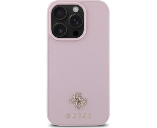 Guess PU Grained 4G Small Metal Logo MagSafe Case Aizsargapvalks priekš iPhone 16 Pro / rozā Neoriģinālie Maciņi