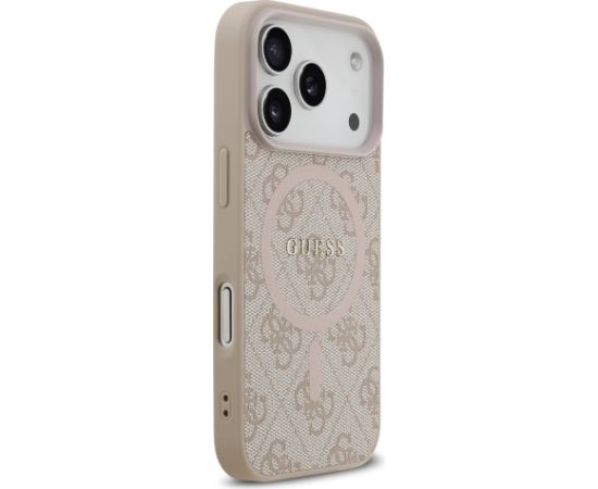 Guess PU Leather 4G Colored Ring MagSafe Case Aizsargapvalks priekš iPhone 17 Pro / rozā Neoriģinālie Maciņi