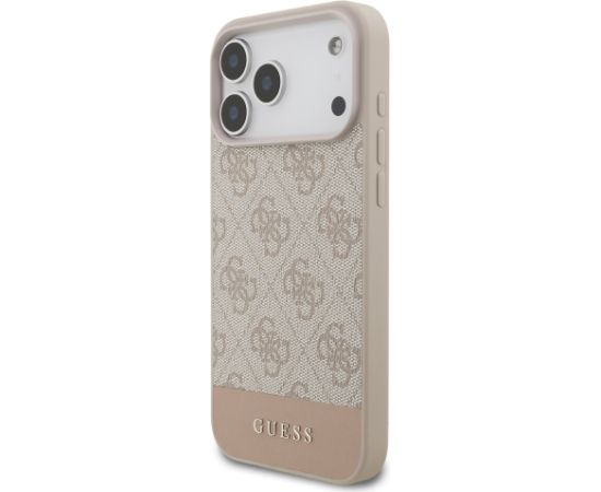 Guess PU 4G Stripe Case Aizsargapvalks priekš iPhone 17 Pro Max / rozā Neoriģinālie Maciņi