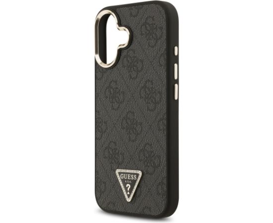 Guess PU Leather 4G Strass Triangle Logo Gold Frame MagSafe Case Aizsargapvalks priekš iPhone 17 / melns Neoriģinālie Maciņi