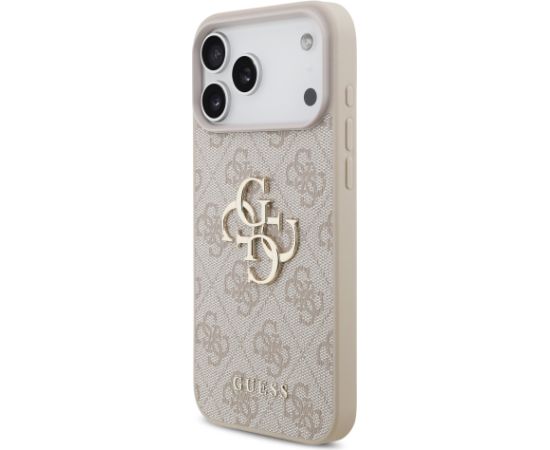 Guess PU 4G Metal Logo Strap Case Aizsargapvalks priekš iPhone 17 Pro Max / rozā Neoriģinālie Maciņi