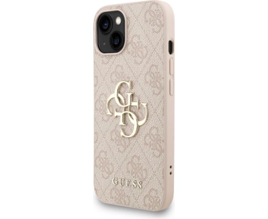 Guess PU 4G Metal Logo Strap Case Aizsargapvalks priekš iPhone 15 / rozā Neoriģinālie Maciņi