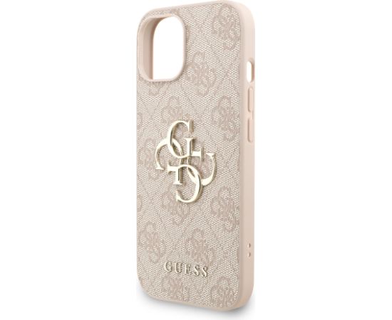 Guess PU 4G Metal Logo Strap Case Aizsargapvalks priekš iPhone 15 / rozā Neoriģinālie Maciņi