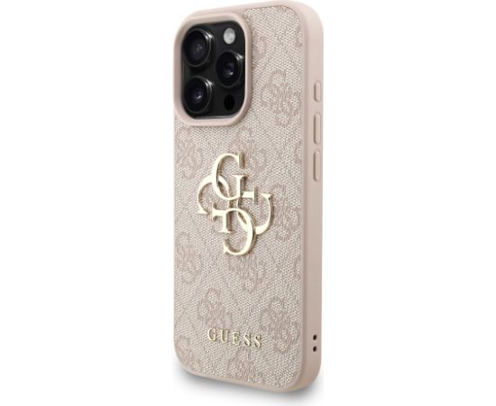 Guess PU 4G Metal Logo Strap Case Aizsargapvalks priekš iPhone 16 Pro / rozā Neoriģinālie Maciņi
