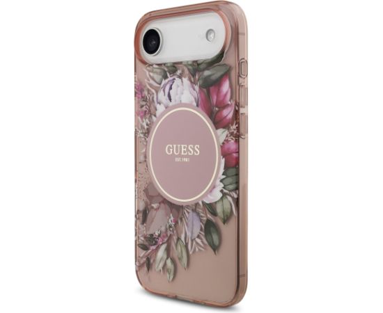 Guess IML Flowers Strap MagSafe Case Aizsargapvalks priekš iPhone Air / rozā Neoriģinālie Maciņi