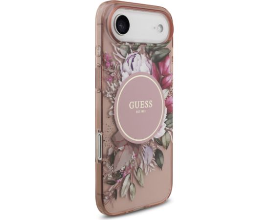 Guess IML Flowers Strap MagSafe Case Aizsargapvalks priekš iPhone Air / rozā Neoriģinālie Maciņi