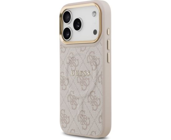 Guess PU Leather 4G Gold Frame MagSafe Case Aizsargapvalks priekš iPhone 17 Pro / rozā Neoriģinālie Maciņi