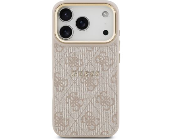 Guess PU Leather 4G Gold Frame MagSafe Case Aizsargapvalks priekš iPhone 17 Pro / rozā Neoriģinālie Maciņi
