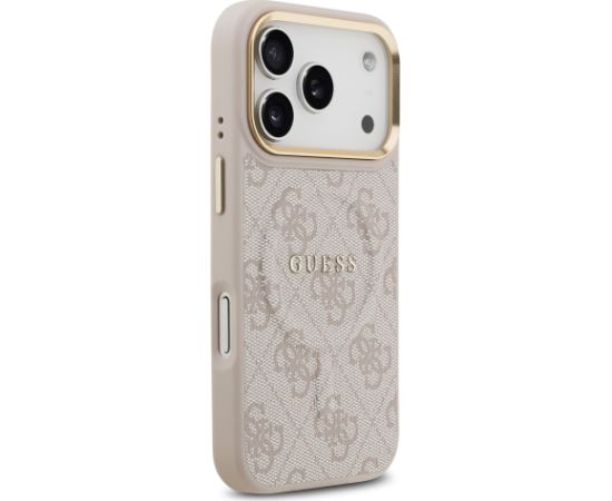 Guess PU Leather 4G Gold Frame MagSafe Case Aizsargapvalks priekš iPhone 17 Pro / rozā Neoriģinālie Maciņi