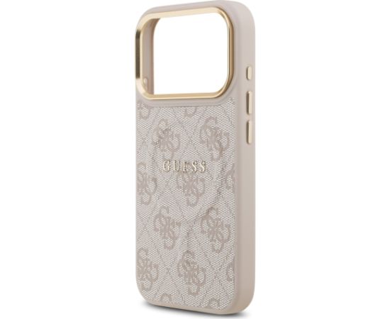 Guess PU Leather 4G Gold Frame MagSafe Case Aizsargapvalks priekš iPhone 17 Pro / rozā Neoriģinālie Maciņi
