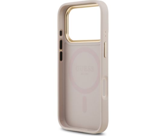 Guess PU Leather 4G Gold Frame MagSafe Case Aizsargapvalks priekš iPhone 17 Pro / rozā Neoriģinālie Maciņi