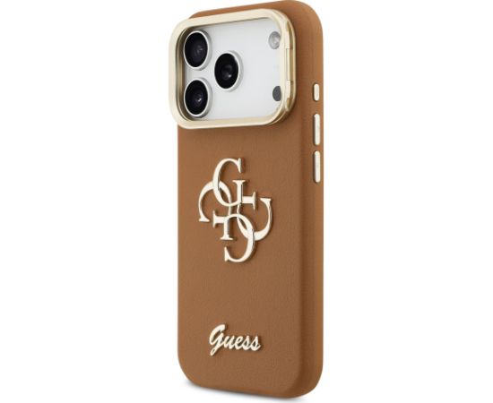 Guess PU Grained 4G Logo Stand Camera Frame Case Защитный чехол для iPhone 17 Pro / коричневый Чехлы - альтернативные